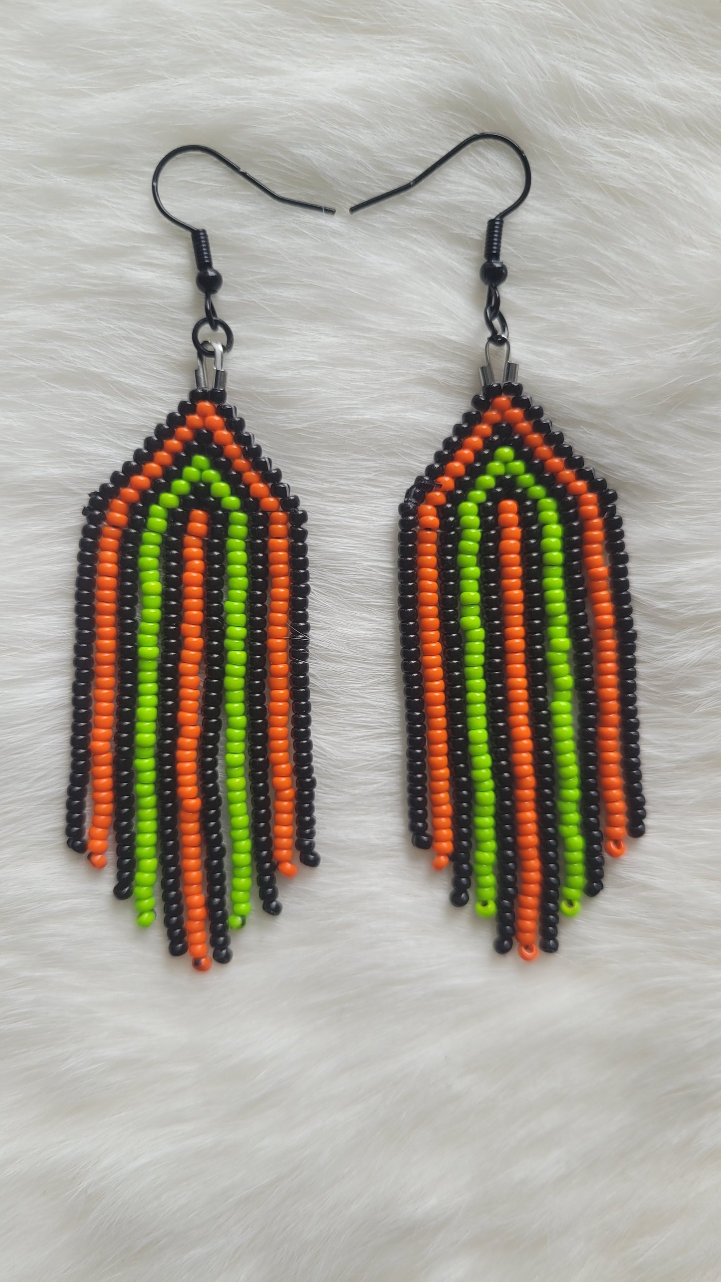 Lime Green & Orange Brickstitch Fringe