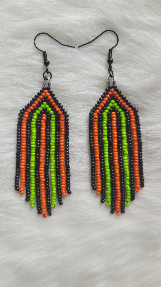 Lime Green & Orange Brickstitch Fringe