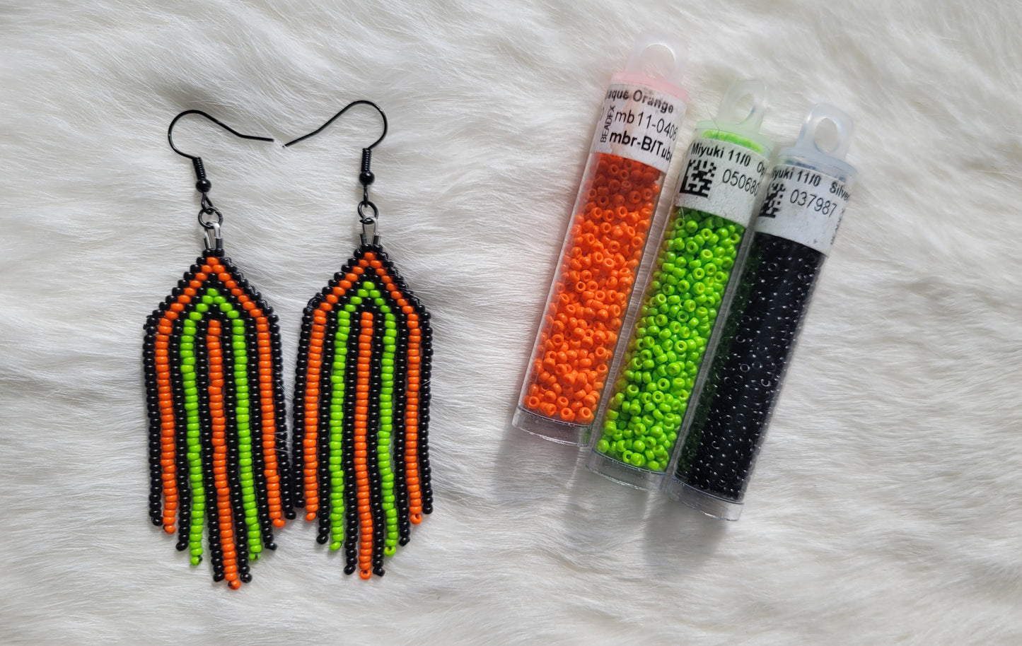 Lime Green & Orange Brickstitch Fringe