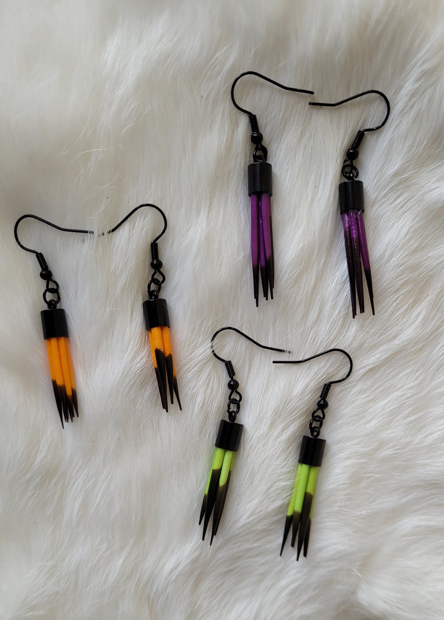 Dyed Porcupine Quill Earrings