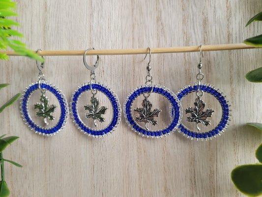 Maple Leaf Beaded Hoops