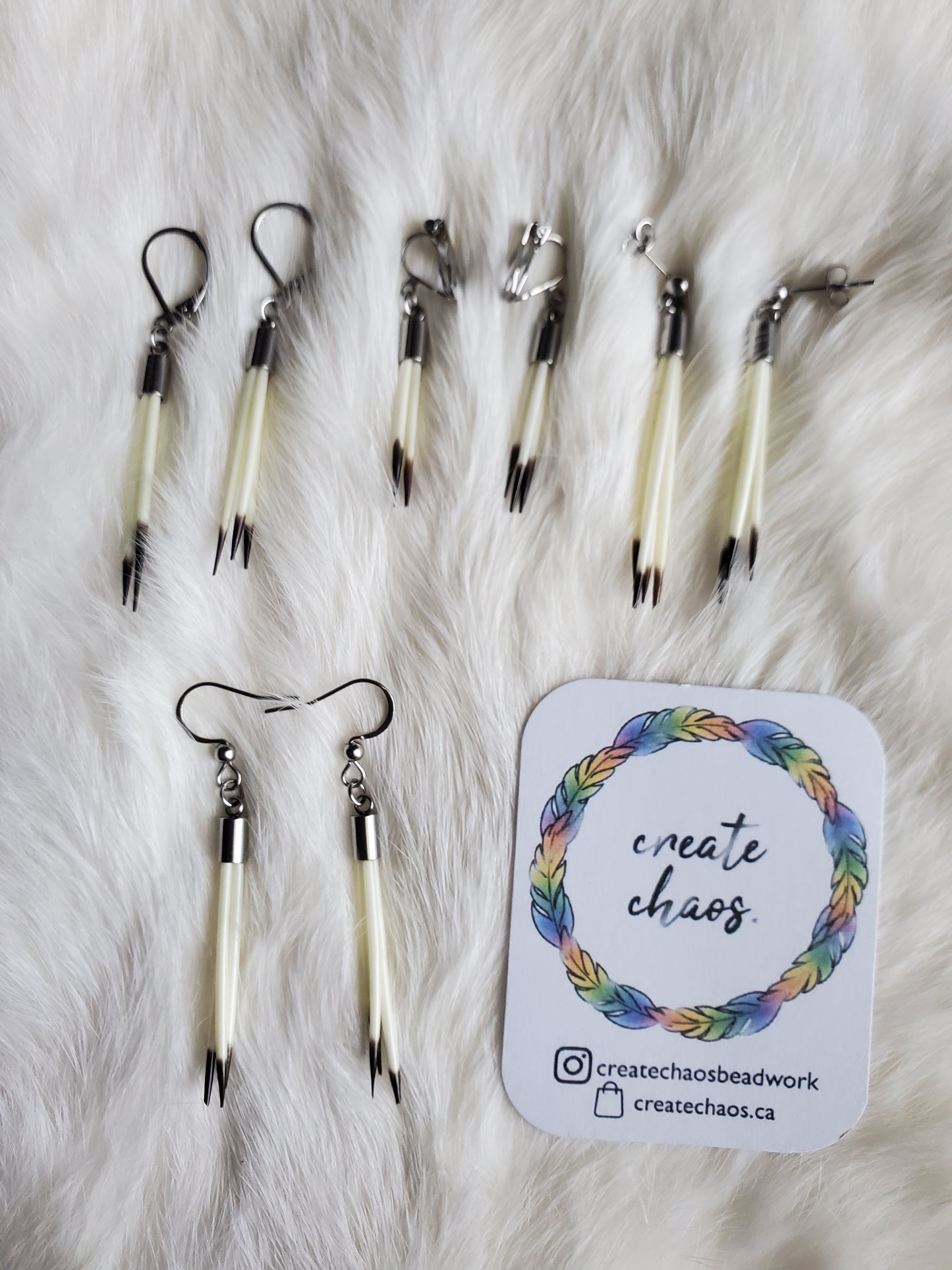 Natural Porcupine Quill Earrings