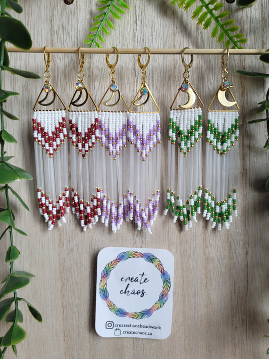 Gold, Opaque & White Satin Bugle Fringe